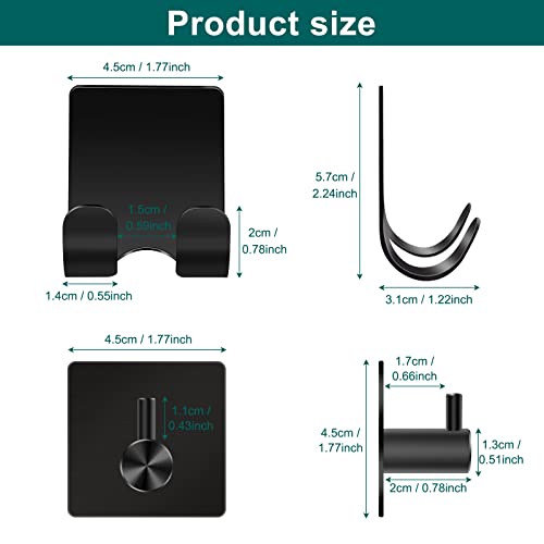 CGBE Shower Holders for Razors, 2 Pack Squeegee Holder and 2 Pack Razor Holder, Razors Holder for Shower Heavy Duty Waterproof Hook for Squeegee Loofah - Black - Image 3