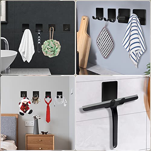 CGBE Shower Holders for Razors, 2 Pack Squeegee Holder and 2 Pack Razor Holder, Razors Holder for Shower Heavy Duty Waterproof Hook for Squeegee Loofah - Black - Image 5