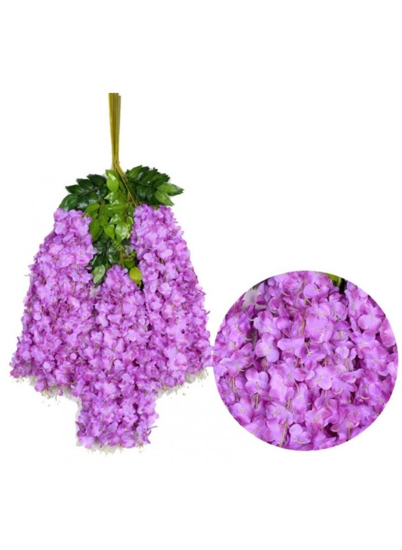 12 Pcs Lush Artificial Wisteria Vines – 107cm Silk Hanging Flowers for Stunning Wedding, Home & Event Décor
