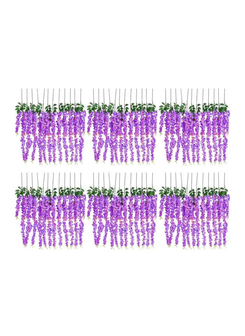 AIWANTO 12-Pcs Artificial Silk Wisteria Vine Ratta Silk Hanging Flower  - Image 3