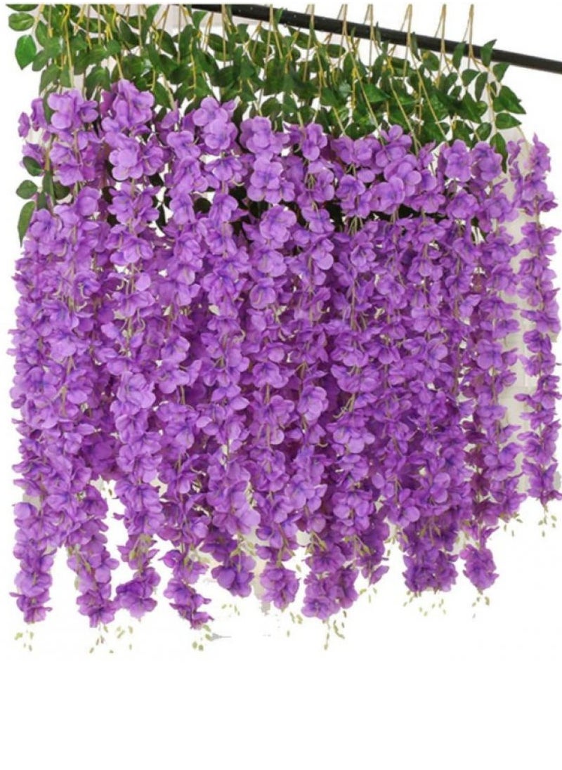 AIWANTO 12-Pcs Artificial Silk Wisteria Vine Ratta Silk Hanging Flower  - Image 1