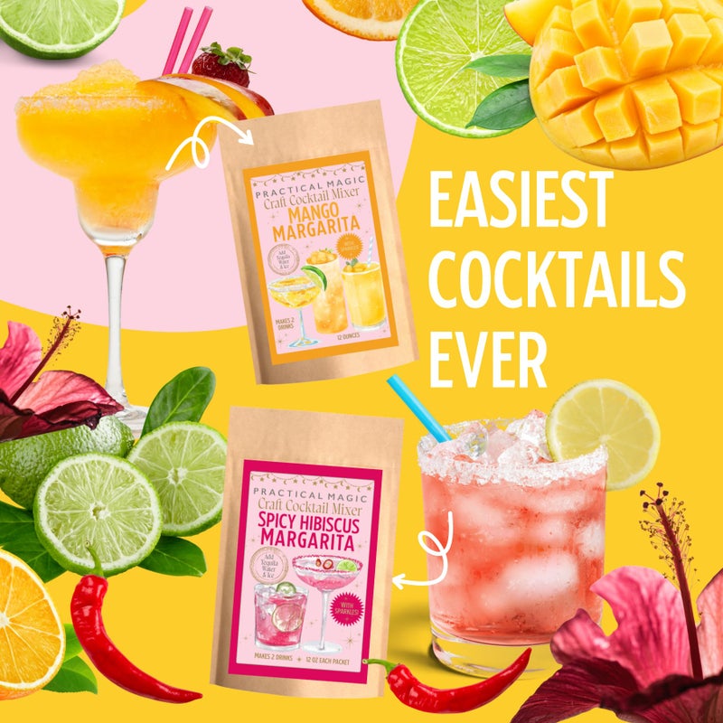 Practical Magic Cocktail Mixers Variety Pack, Makes 16 Cocktails or Mocktails Non-Alcoholic Drinks, Includes 8 packets that make 2 Craft Mix Margaritas & Martinis each - Image 2