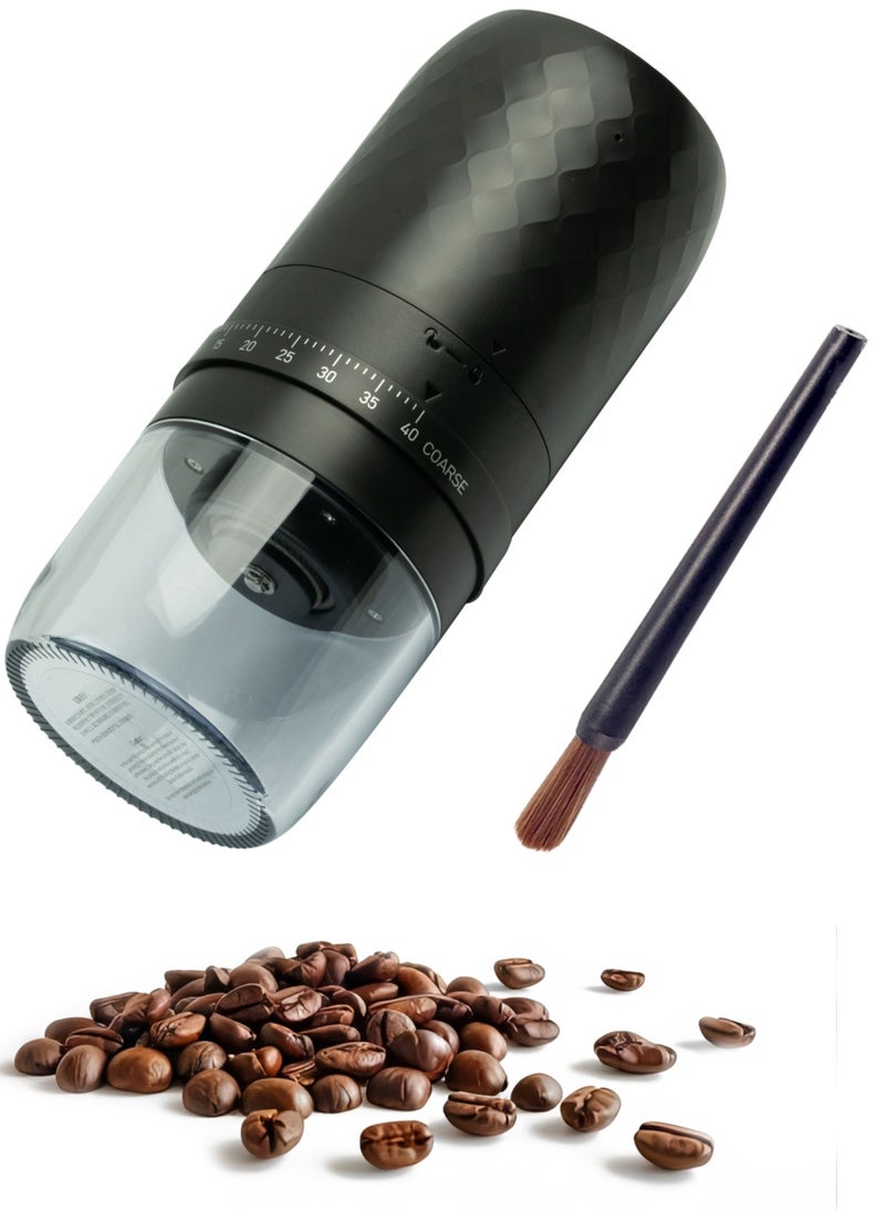 Generic - Portable Coffee Grinder, Rechargeable Electric Burr Grinder with External Adjustable Grind Settings (Black diamond-patterned) - Image 1