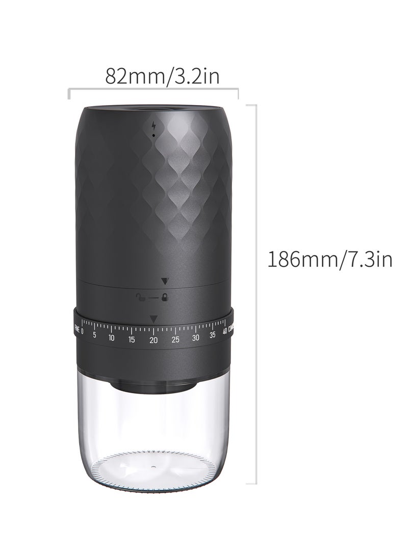 Generic - Portable Coffee Grinder, Rechargeable Electric Burr Grinder with External Adjustable Grind Settings (Black diamond-patterned) - Image 1
