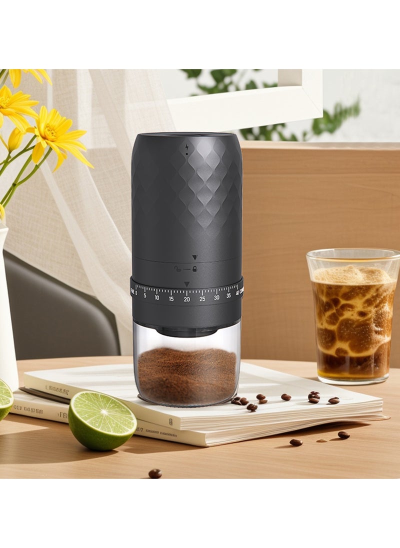 Generic - Portable Coffee Grinder, Rechargeable Electric Burr Grinder with External Adjustable Grind Settings (Black diamond-patterned) - Image 1