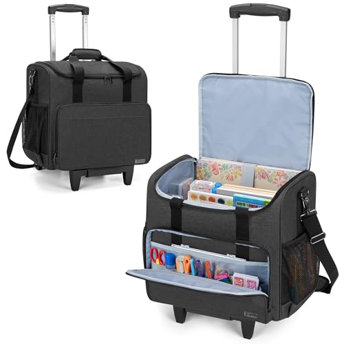 Trunab Rolling Scrapbook Tote Craft Organizers and Storage with Wheels Craft Bag for 12 X 12 inch Scrapbook Album and Laptop for Women - Image 1