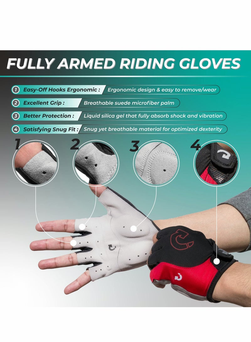 Generic Cycling Gloves Bicycle Mountain Bike for Men Women Anti Slip Shock Absorbing Padded Breathable Half Finger Short Sports Accessories, XL - Image 4
