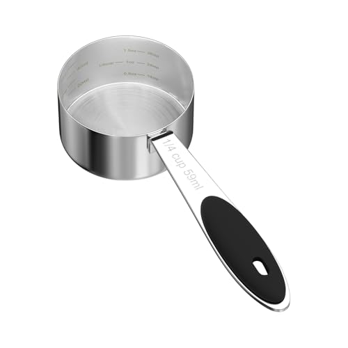 LEIFENY 1PCS 1/4CUP(59ml) Dog Cat Food Scoop, Stainless Steel Measuring Cup, Metal Pet Scooper with Inner Precision Scale Measurement - Image 1