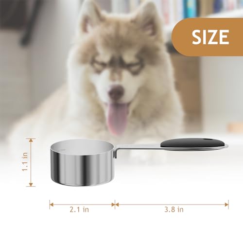LEIFENY 1PCS 1/4CUP(59ml) Dog Cat Food Scoop, Stainless Steel Measuring Cup, Metal Pet Scooper with Inner Precision Scale Measurement - Image 2