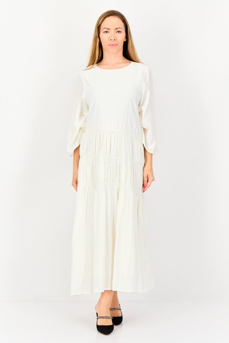 Kathy Ireland Women Solid Maxi Dress, Off White - Image 1