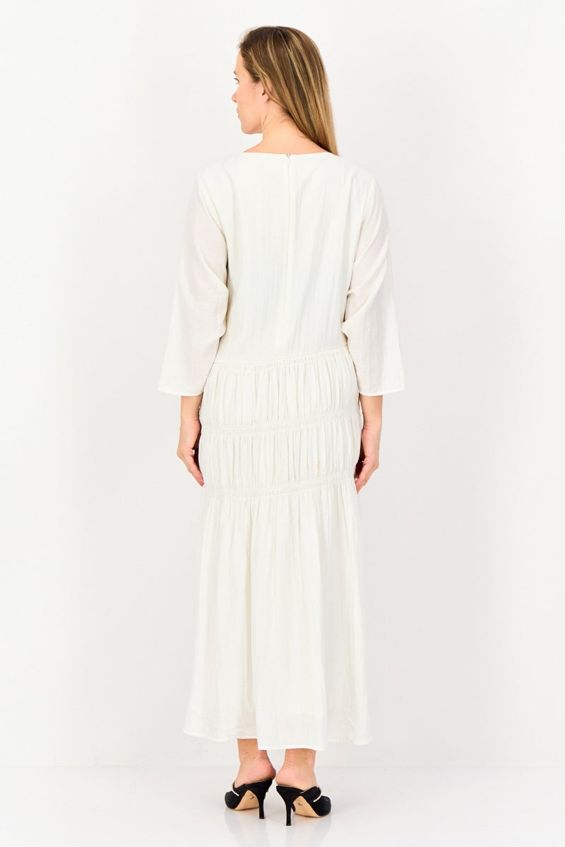 Kathy Ireland Women Solid Maxi Dress, Off White - Image 3