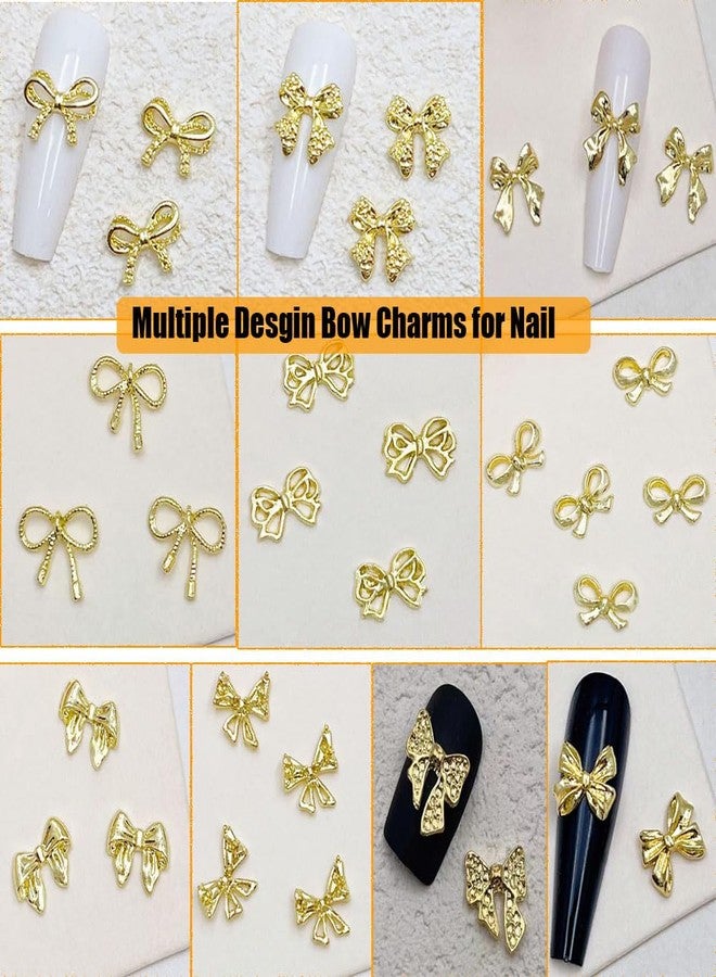 KACHIMOO 100 PCS Bow Nail Charms 3D Gold Bow Charms for Nail Bowknots Nail Gems for Women Nail DIY Crafts Decoration - Image 3