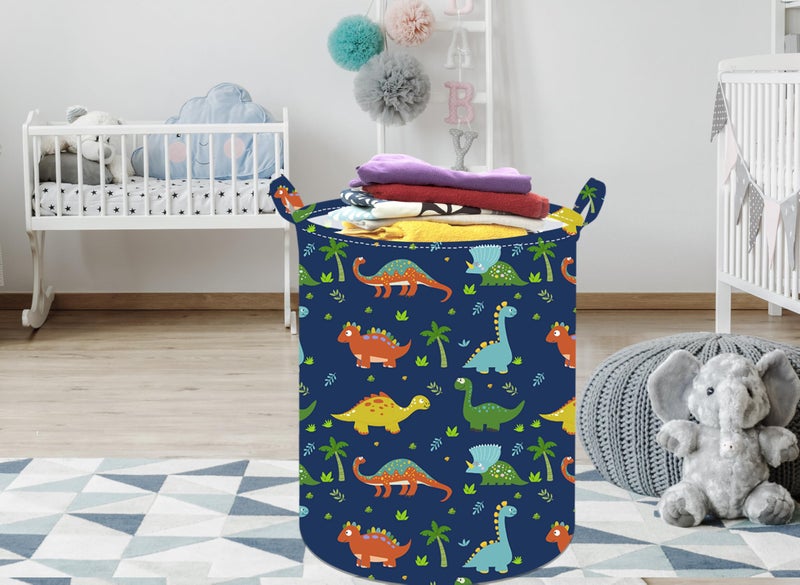 ACMUUNI 19.7 Inch Dinosaur Round Kids Laundry Clothes Hamper Dino Laundry Basket with Handles,Baby Toys Storage Organizer Bins Laundry Gift Basket for Boys and Girls Room, Bedroom Decor - Image 5