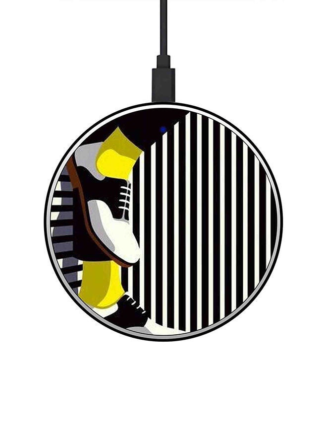 NIBEMINENT Shoes Printed Fast Wireless Charger With USB Cable Black/White/Yellow  - Image 1