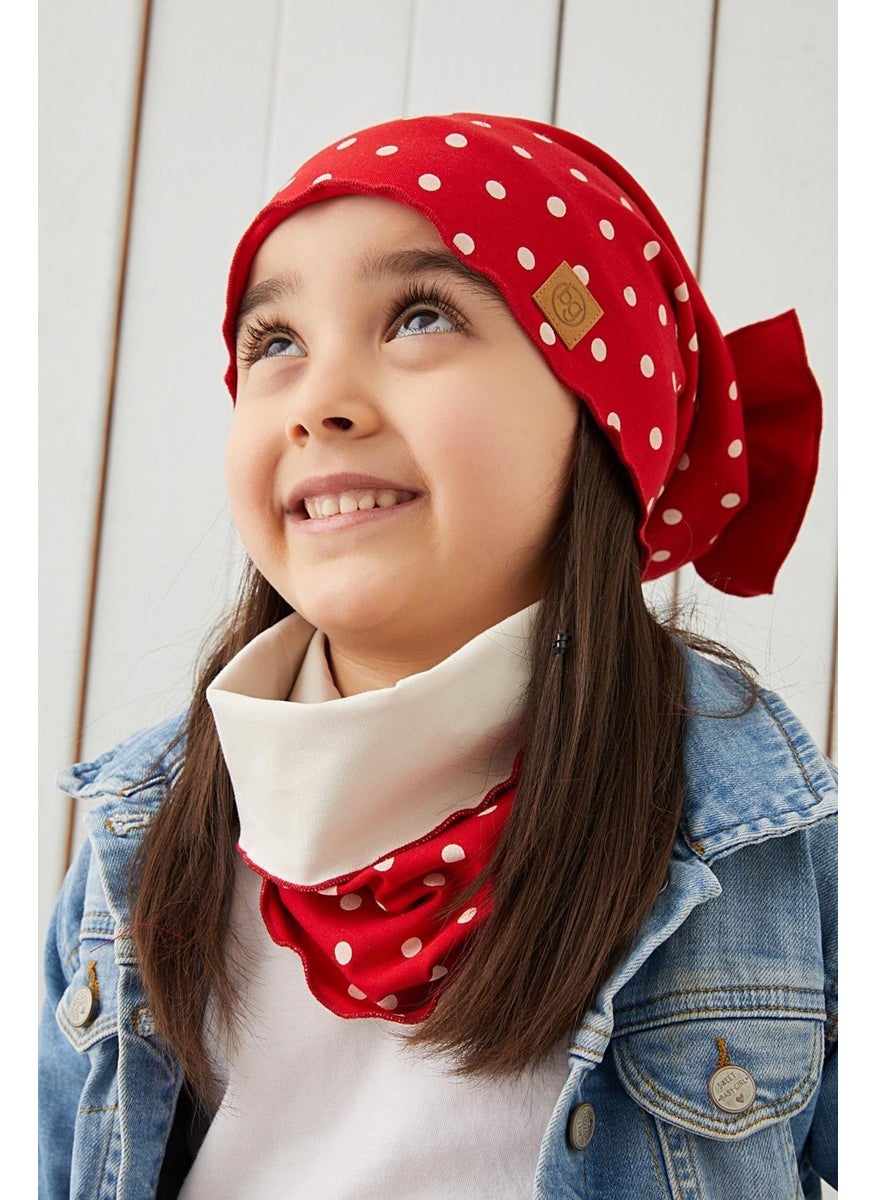 Babygiz - Red White Kids Baby Beanie Neck Collar Set Soft 100% Cotton Combed Cotton Elite Series - Image 1