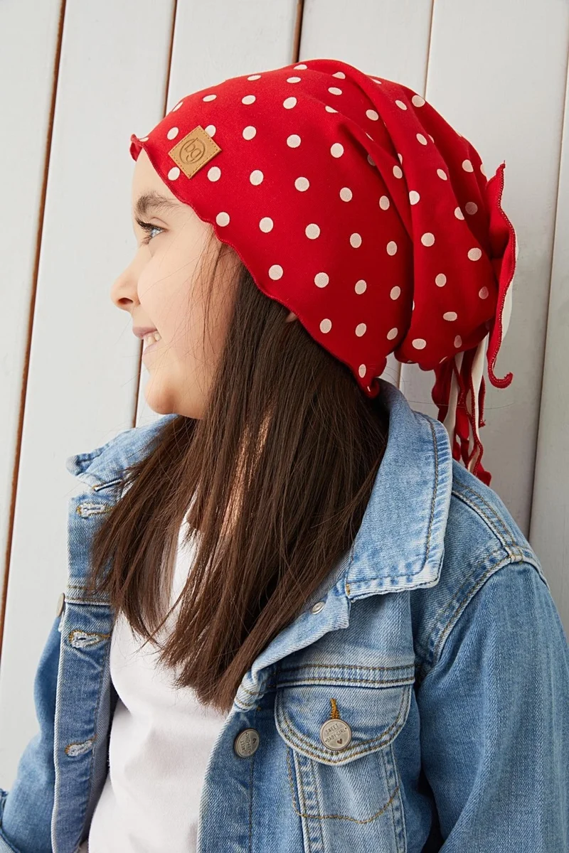 Babygiz Red White Kids Baby Beanie Neck Collar Set Soft 100% Cotton Combed Cotton Elite Series
