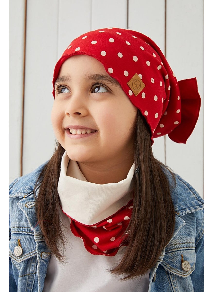 Babygiz - Red White Kids Baby Beanie Neck Collar Set Soft 100% Cotton Combed Cotton Elite Series - Image 1