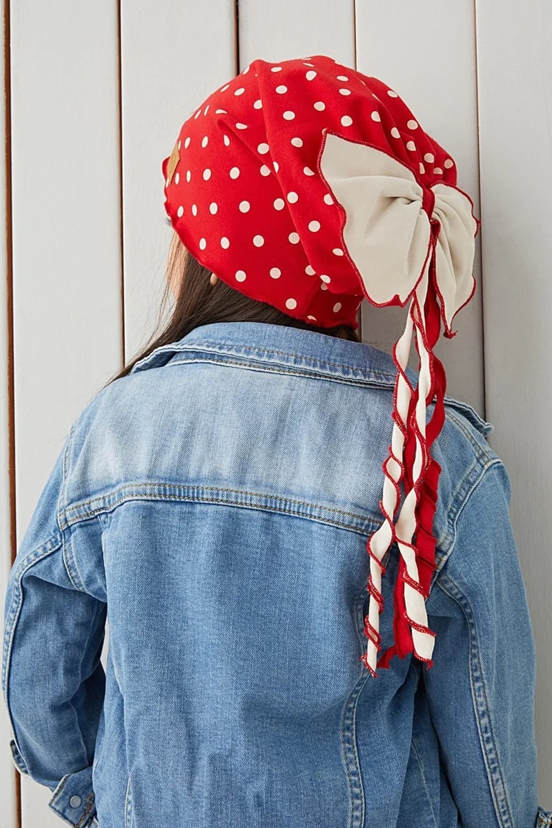 Babygiz Red White Kids Baby Beanie Neck Collar Set Soft 100% Cotton Combed Cotton Elite Series
