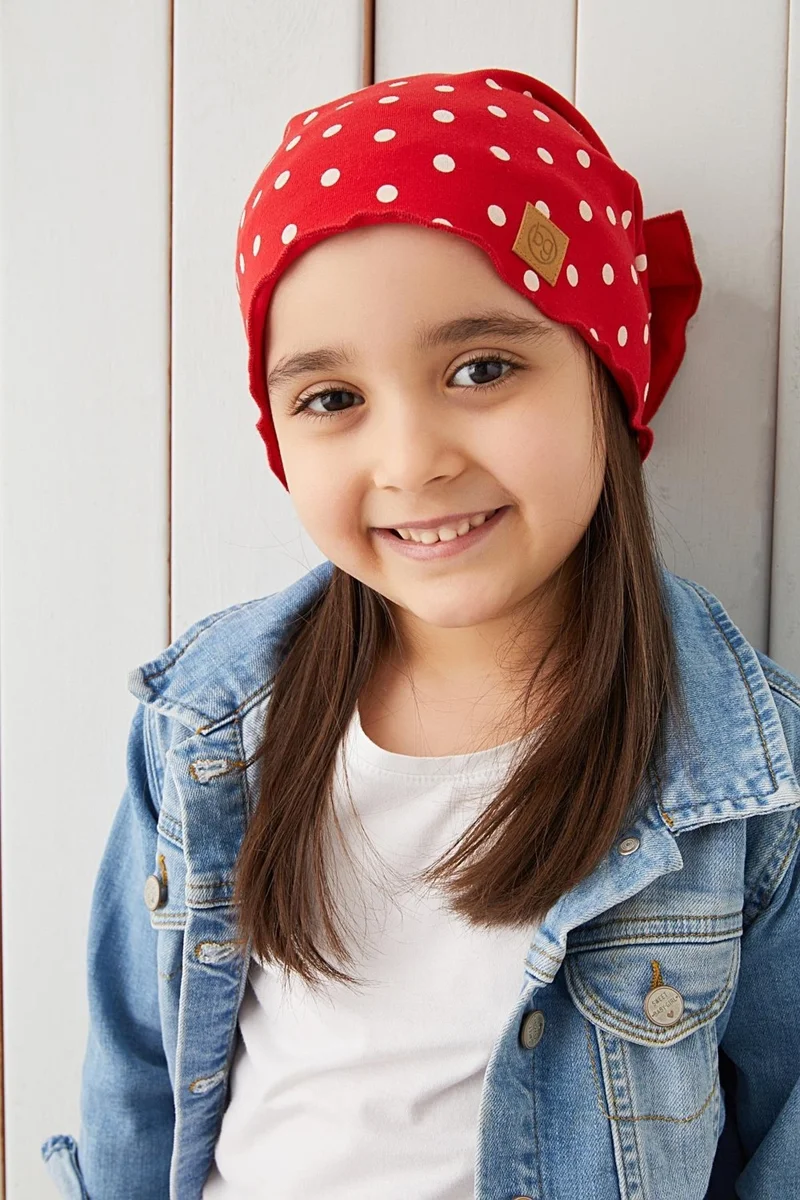 Babygiz Red White Kids Baby Beanie Neck Collar Set Soft 100% Cotton Combed Cotton Elite Series