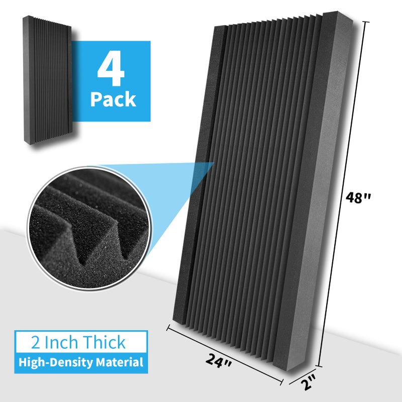 Art3d 4-Pack Wedge Design Acoustic Foam Panels, 48" x 24" x 2" High-Density Soundproof Foam Wall Panels for Wall, Ceiling, Quick-Recovery Noise Dampening Panels for Office, Studio and Home - Image 5