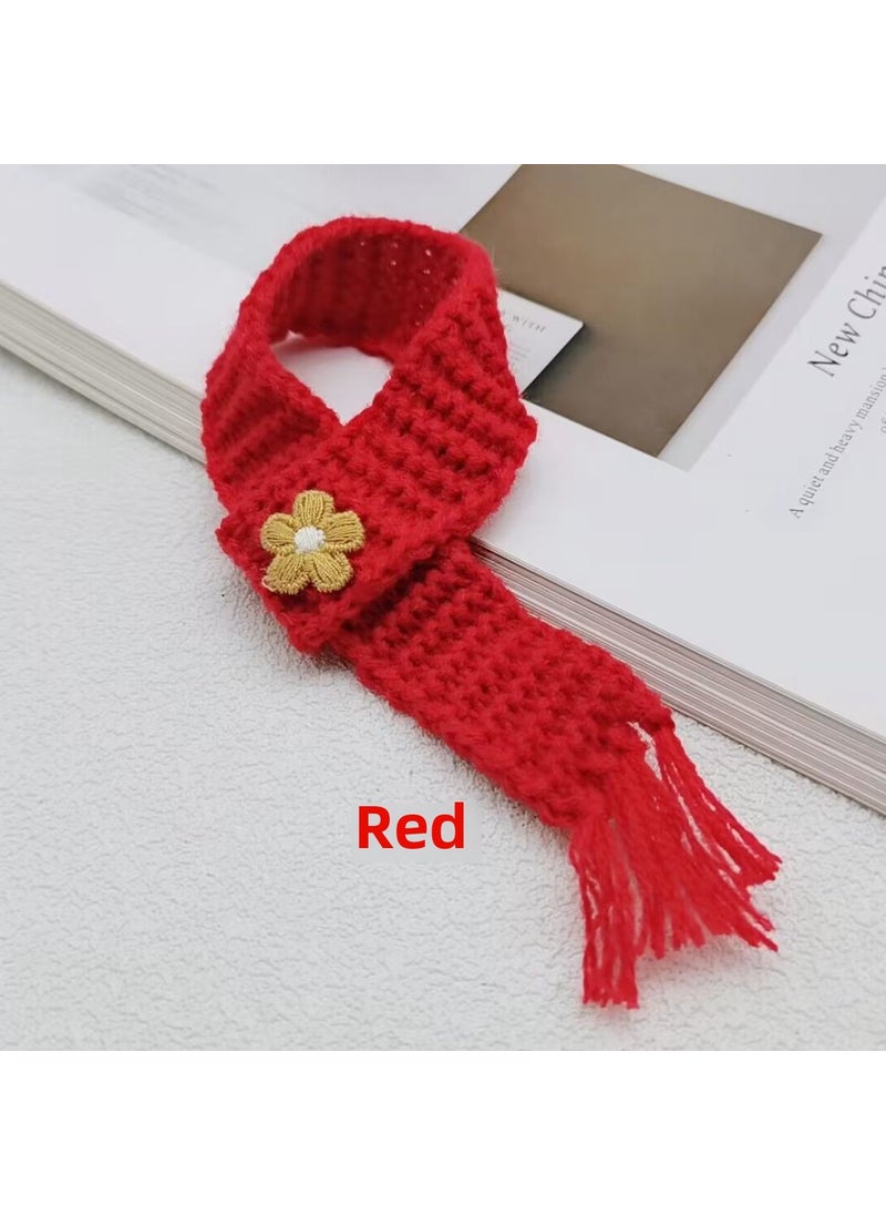 Trendy Labubu Doll Clothes Sweaters Scarves Red small flower knitted scarf 
