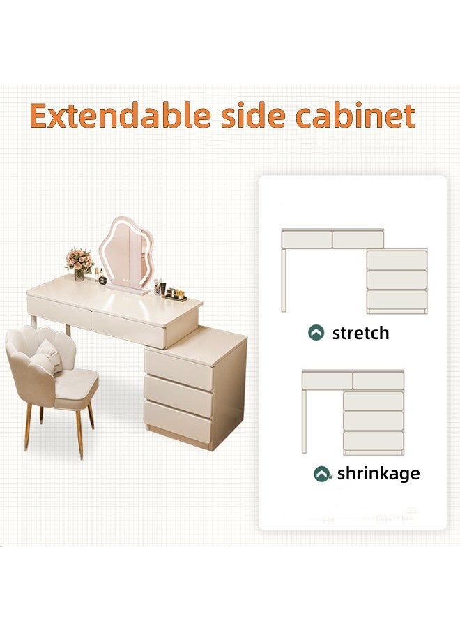 JCB CHIC Makeup Vanity Table, Dressing Table With Retractable Side Cabinets ,5 Drawers Makeup Storage Cabinet Large Vanity Tablle for Bedroom(100×40×60CM） - Image 3