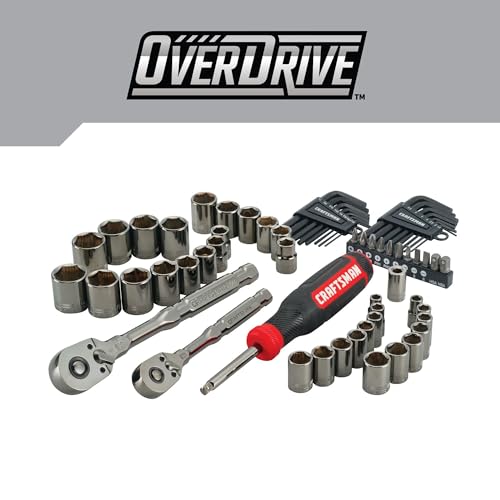 CRAFTSMAN OVERDRIVE 64Piece Gunmetal Chrome Mechanics Tool Set Standard SAEMetric Socket Set with Hard Case CMMT99064 - Image 3