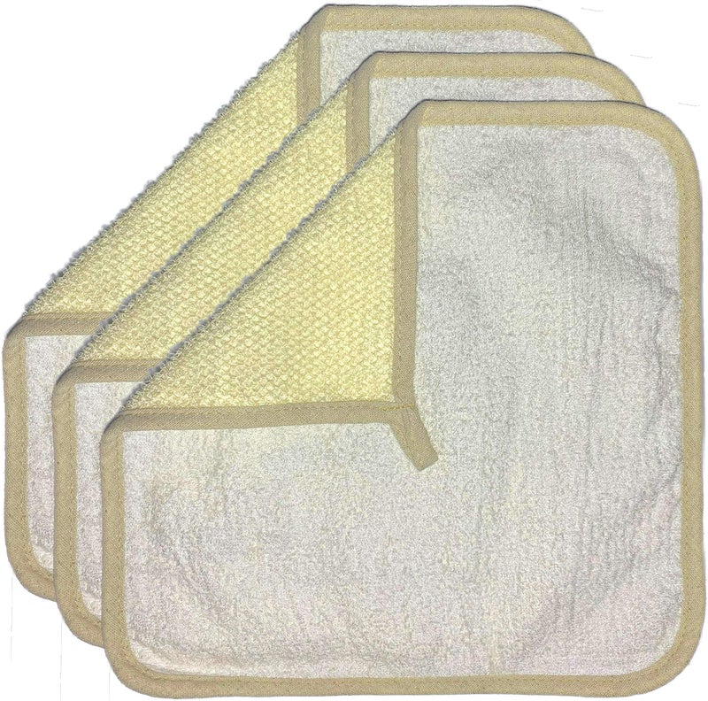 Mr.Cui'shop 3 Pack 12" Large XL Soft Weave Spa Exfoliating Face and Body Wash Cloths, Dual-Sided with Exfoliating Scrub and Soft Terry Cloth for Shower - Remove Dead Skin - Great for Skin in The Bath - Image 1
