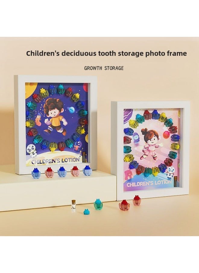 Baby Teeth Storage Box Rabbit Bear Memorial Teeth Collection Box Baby Children's Teeth Replacement Storage Memorial Baby Teeth Photo Frame-Color:Space Tooth Box Photo Frame-Girl  - Image 4