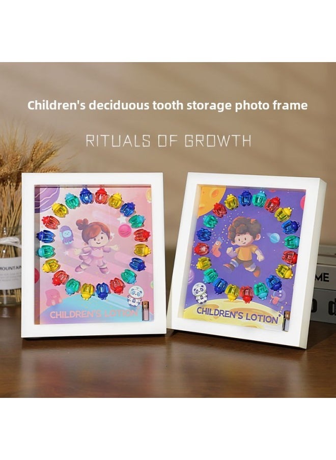 Baby Teeth Storage Box Rabbit Bear Memorial Teeth Collection Box Baby Children's Teeth Replacement Storage Memorial Baby Teeth Photo Frame-Color:Space Tooth Box Photo Frame-Girl  - Image 3