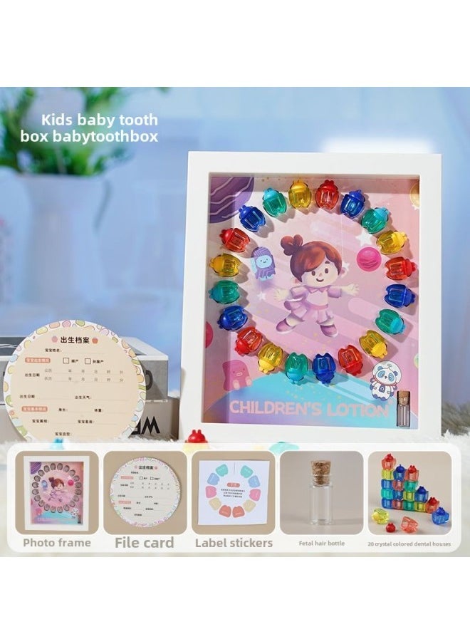 Baby Teeth Storage Box Rabbit Bear Memorial Teeth Collection Box Baby Children's Teeth Replacement Storage Memorial Baby Teeth Photo Frame-Color:Space Tooth Box Photo Frame-Girl  - Image 1