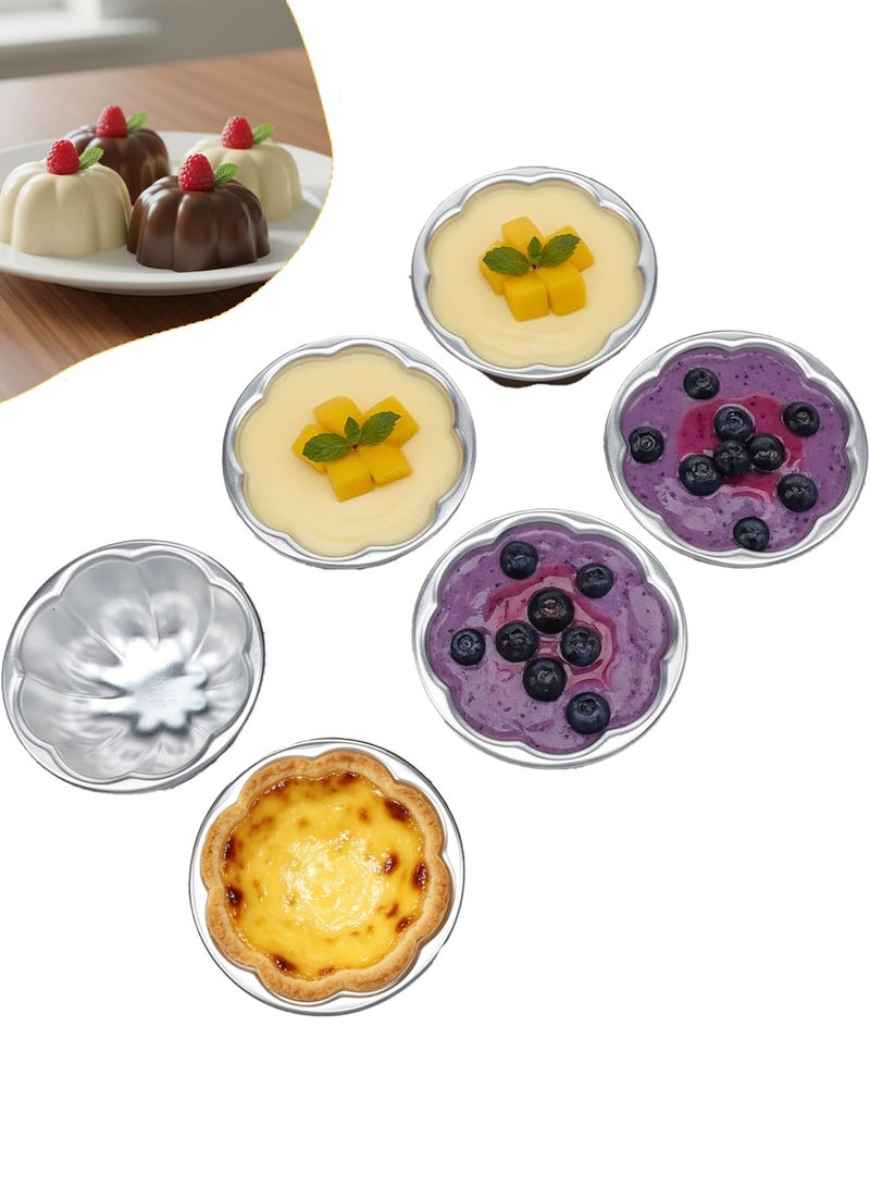 Forest Home 6PCS Pudding Cup Molds, Egg Tart Molds  Mini Fluted Cake Pans, Small Fluted Cake Pans for Baking，Non-Stick Jelly Molds, Easy to Demold, Cake Pan Nonstick - Image 1