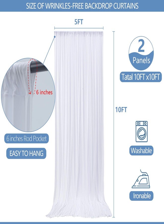ESGOTBME 10ft x 10ft White Backdrop Curtains for Party Valentine's Day Arch Stage Wedding Ceremony Curtains Fabric Photography Backdrop for Baby Showers Home Decoration, 5ft x 10ft, 2 Panels - Image 4