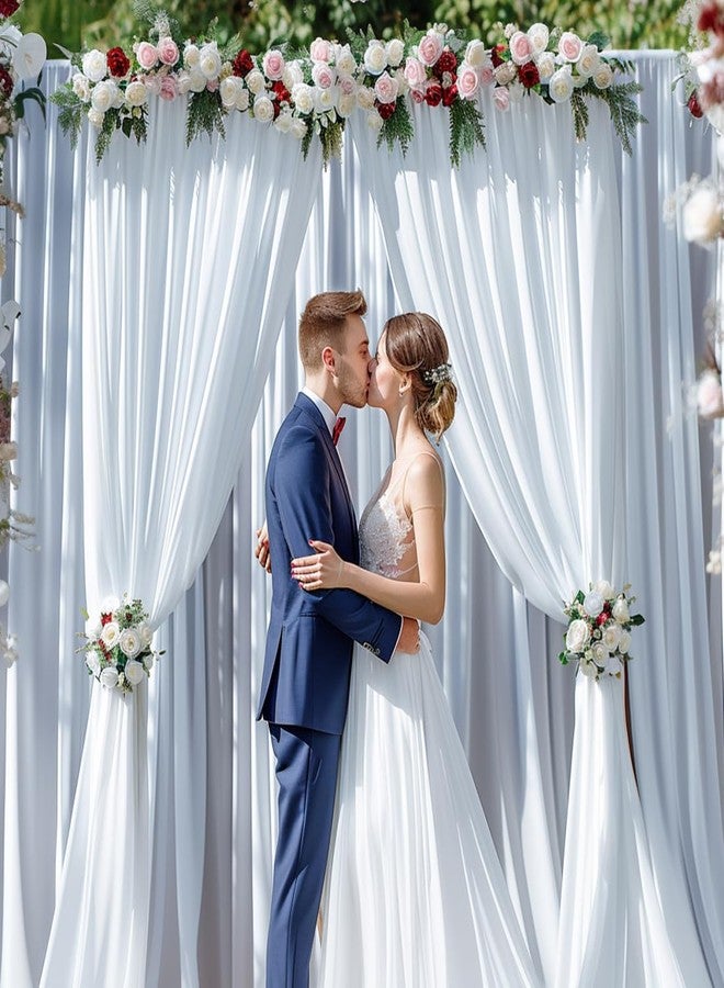 ESGOTBME 10ft x 10ft White Backdrop Curtains for Party Valentine's Day Arch Stage Wedding Ceremony Curtains Fabric Photography Backdrop for Baby Showers Home Decoration, 5ft x 10ft, 2 Panels - Image 2