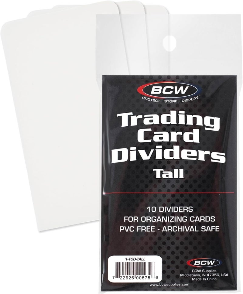 BCW Tall Trading Card Dividers - 50 ct | Archival Quality, Write-On Index Tab, 3 11/16 X 2 11/16 Inches | Fits Vault, Super Vault, QuickFold, Shoe, and Super Shoebox Boxes | Card Organizer Dividers - Image 1