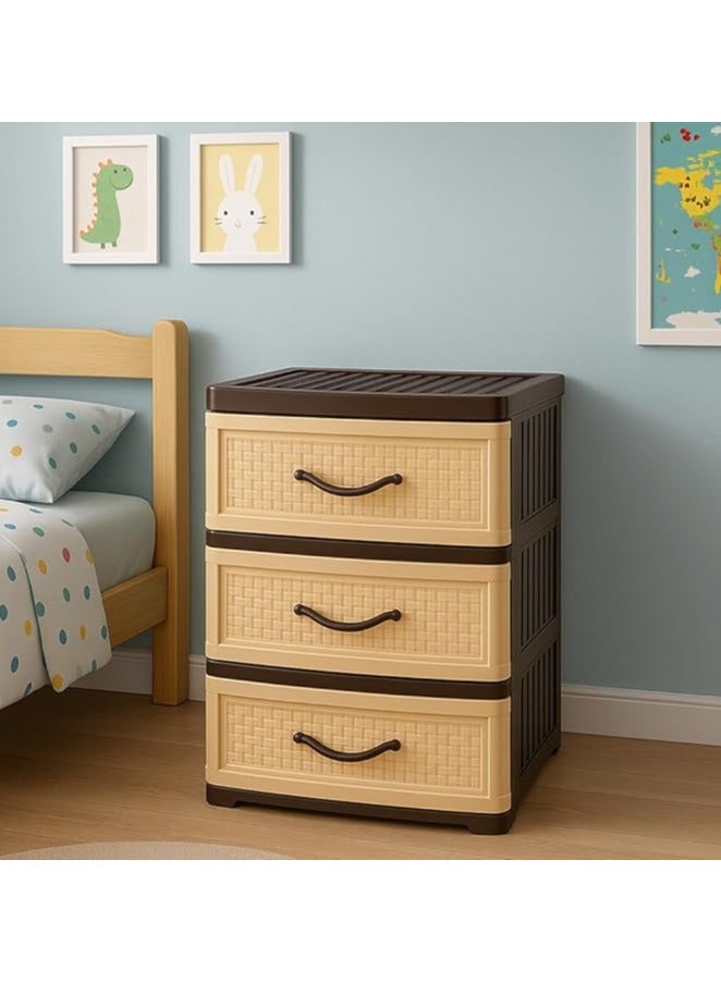 Master Gold Beige Plastic Drawer Cabinet with Brown Frame 3 Multipurpose Drawers | Lightweight and Easy to Move | Ideal for Nursery or Home Storage – 77x62x44cm (3 Drawers)  - Image 1