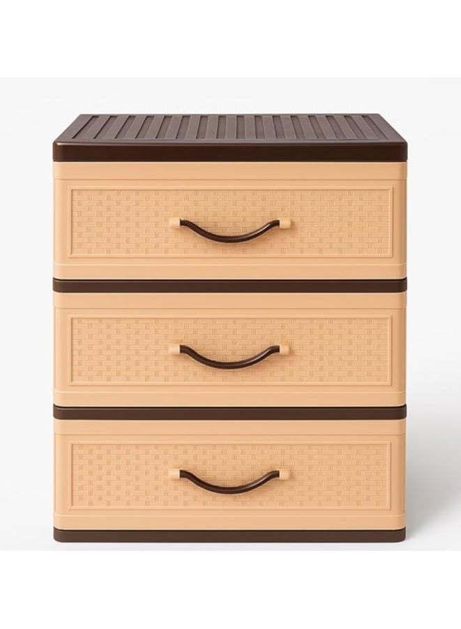 Master Gold Beige Plastic Drawer Cabinet with Brown Frame 3 Multipurpose Drawers | Lightweight and Easy to Move | Ideal for Nursery or Home Storage – 77x62x44cm (3 Drawers)  - Image 3
