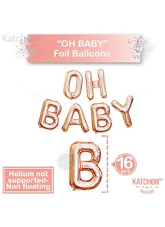 KATCHON Rose Gold Oh Baby Balloon Banner - 16 Inch, Rose Gold Latex Balloons for Baby Shower Decorations  - Image 2