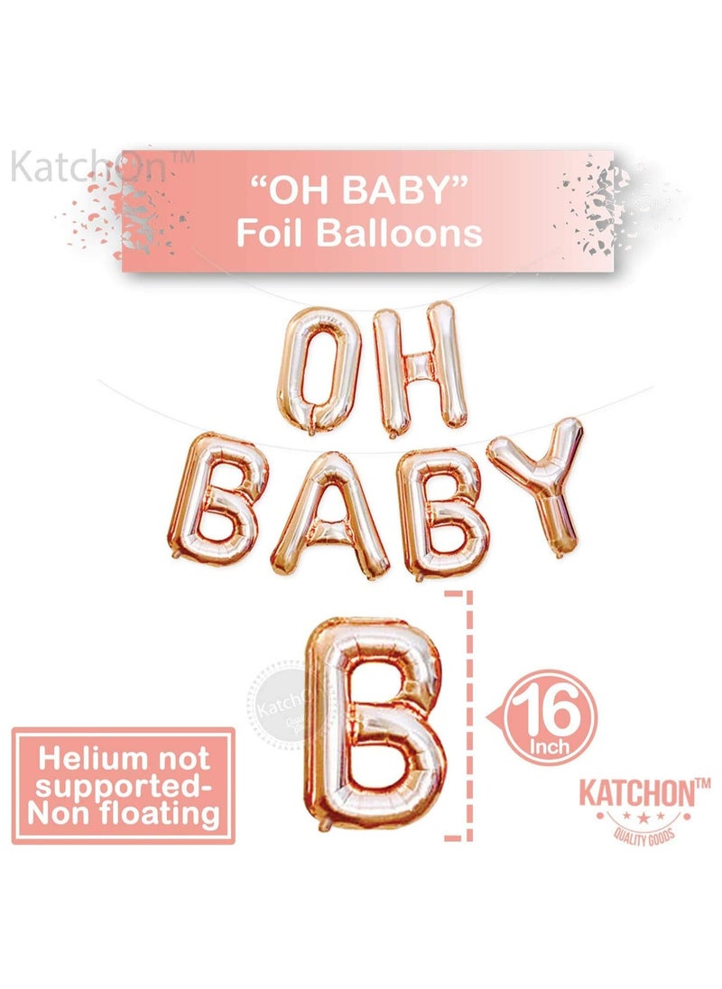 KATCHON Rose Gold Oh Baby Balloon Banner - 16 Inch, Rose Gold Latex Balloons for Baby Shower Decorations  - Image 2