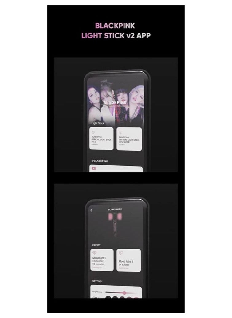 Black Pink - Blackpink Official Light Stick الإصدار 2 2022 Edition الهاتف الذكي الذي يمكن التحكم فيه في أوضاع الإضاءة القابلة للتغيير للاستخدام المنزلي والحفلات الموسيقية - Image 1