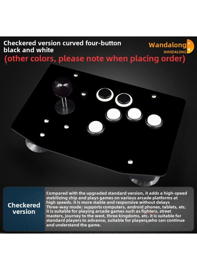 Beauenty Arcade Rocker Fighting Rocker Computer USB Mobile Phone Boxing Emperor 97 Sanhe Rocker Home Game Console-Product Color:Checkered Version Curved Four-on  - Image 1