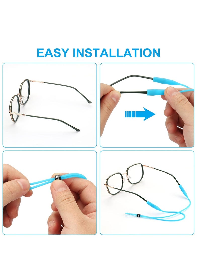 ماركة غير محددة Silicone Glasses Strap Original Glasses Holder Strap Adjustable Eye Glasses String Strap Sports Glasses Band Sun Glasses Cord Lanyard 5 Pack  - Image 3