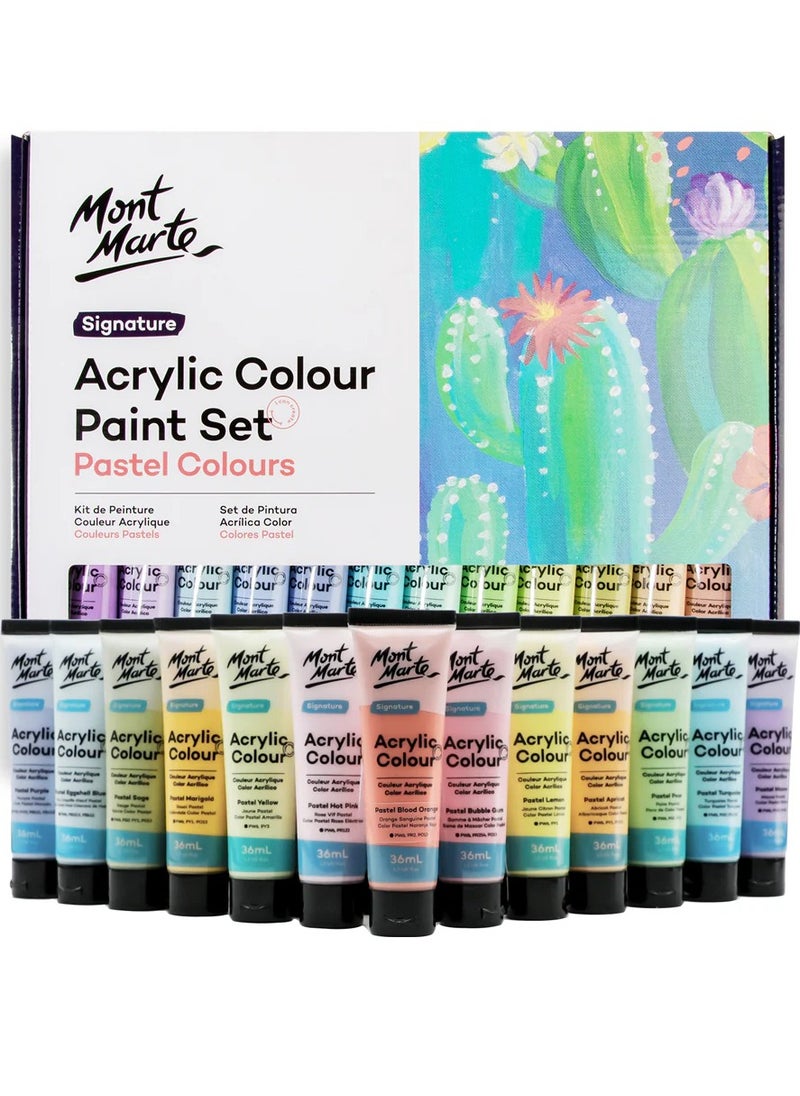 Mont Marte 24-Piece Signature Acrylic Paint Set Pastel Colours 36ml Content Per Tube  - Image 1