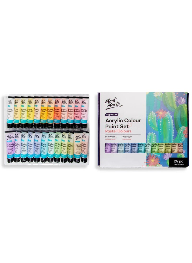 Mont Marte 24-Piece Signature Acrylic Paint Set Pastel Colours 36ml Content Per Tube  - Image 3
