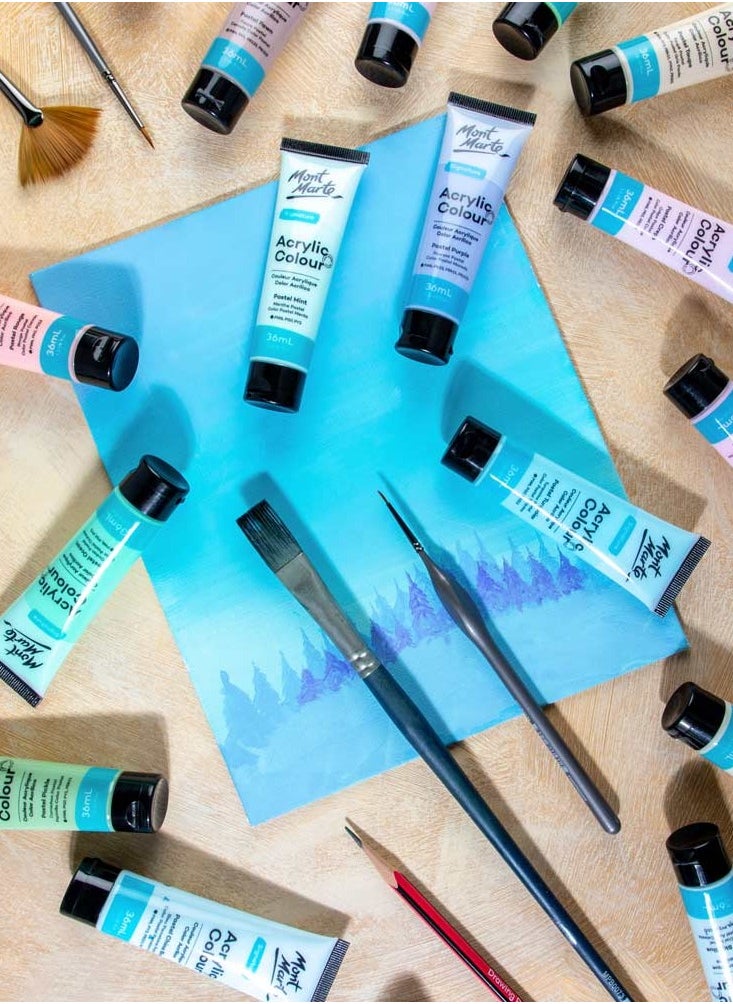 Mont Marte 24-Piece Signature Acrylic Paint Set Pastel Colours 36ml Content Per Tube  - Image 4