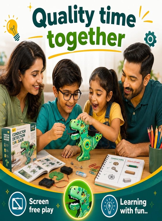 كيت 4 كيوريس لعبة ديناصور Kit4Curious لاكتشاف الموصلات، لعبة تركيب ذاتي للأطفال من عمر 6 سنوات فما فوق | مجموعة تجارب لاختبار الموصلية والعزل | مشروع تجميع تعليمي علمي STEM للأولاد والبنات من عمر 6 إلى 14 عامًا - Image 5