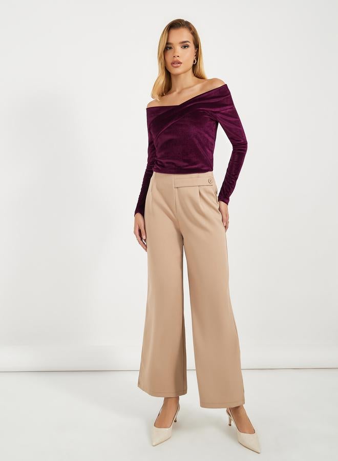 Styli Off Shoulder Neck Velvet Knit Top  - Image 3