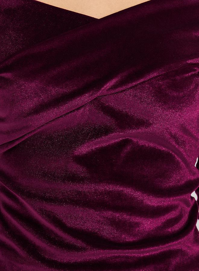 Styli Off Shoulder Neck Velvet Knit Top - Image 4