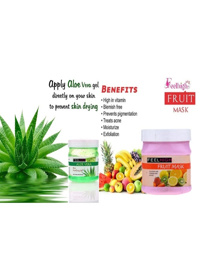 Feelhigh Face & Body Aloe Vera Gel 500ml And Face Mask500ml -Skin Care Products (AloeveraGelAndFruitmask) - Image 2