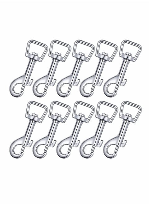 10 Pcs Dog Leash With Hook Buckle 360° Swivel Snap Hooks Square Eye Swivel Bolt Snap Heavy Duty Trigger Hooks Clips Stainless Steel Clips Clasp Suitable for connecting pet collars and keychains